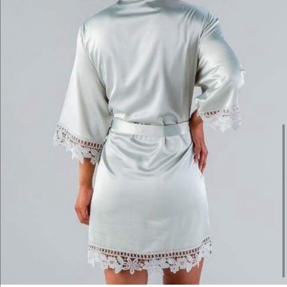 Kennedy Blue Sage Green Satin Robe - Picture 6 of 6